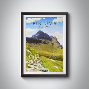 Ben Nevis Print, Hiking, National Park Poster, Mountains, Hillwalking, Outdoors, Scotland, Fort William, Rambling, Three Peaks Challenge, UK