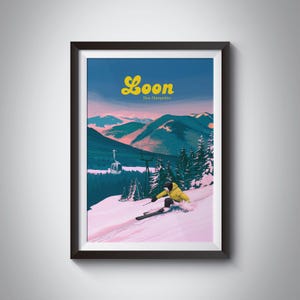 Loon Mountain Ski Resort Poster, New Hampshire, USA, Lincoln, Skiing, Vintage Travel Print, New England, White Mountain National Forest, Art