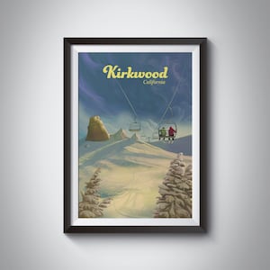 Kirkwood Ski Resort Poster, California Travel Poster, Chairlift 10 The Wall, Kirkwood California, Lake Tahoe, Vintage Ski Print, Heavenly