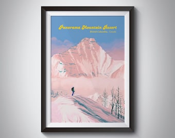 Panorama Mountain Ski Resort Poster, British Columbia, Canada, Purcell Mountains, East Kootenay, Vintage Travel Print, Rockies, Skiing Gift