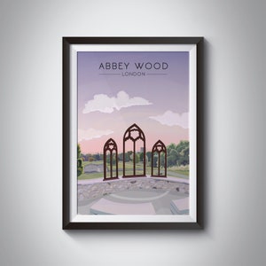 Plakat Abbey Wood, Greenwich South East London, Lesnes Abbey Woods, London Park, Bostall Woods, Vintage Travel Print, Retro Wall Art, Oprawione