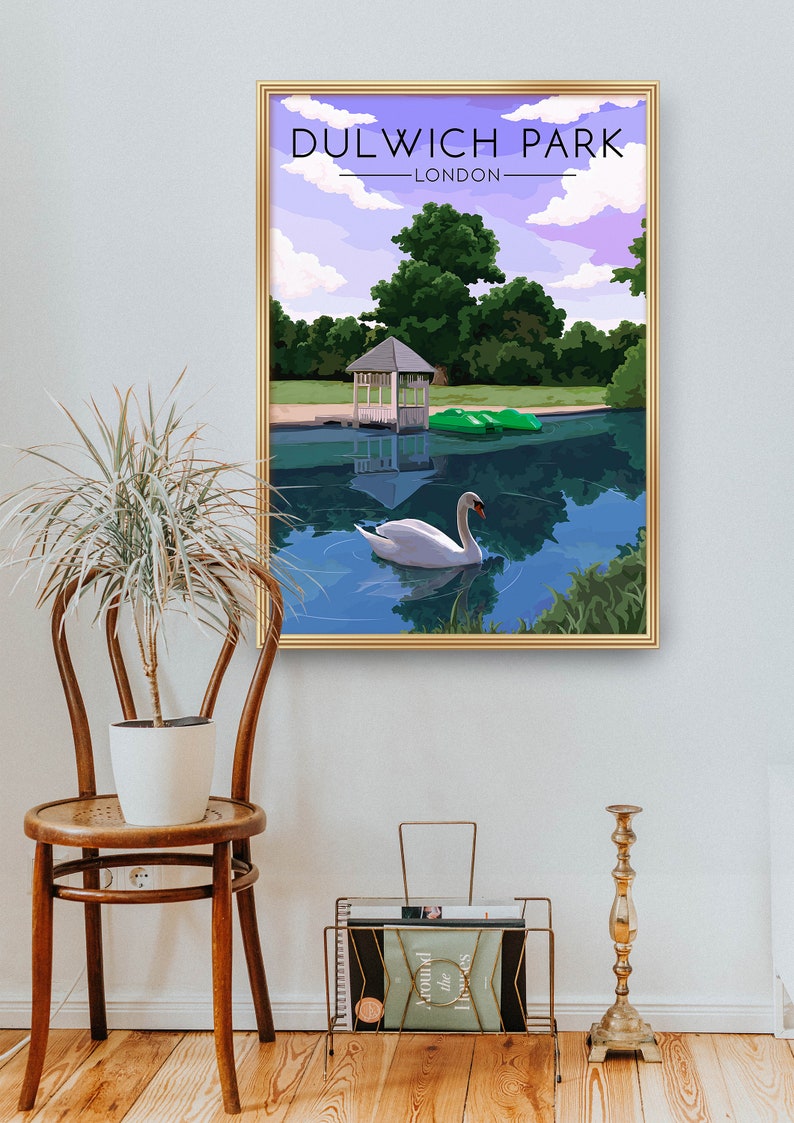 Boating Lake Dulwich Park London Poster Southwark Parkrun Travel Print Dulwich Village South East London Wall Art Decor Pond