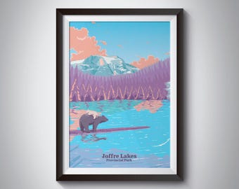 Joffre Lakes Provincial Park, British Columbia, Canada Poster, National Park Print, Mountains Wall Art, Whistler, Black Bears, Hiking Trail