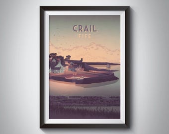 Crail Poster, Fife, Scotland, East Neuk Of Fife, Fishing Village, Crail Harbour, Edinburgh, Dundee, Framed Travel Print, Scottish Coast Art