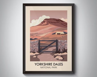 Yorkshire Dales National Park Poster, Pen Y Ghent Print, Yorkshire England Print, Vintage Travel Poster, Wall Art, British Railway Poster