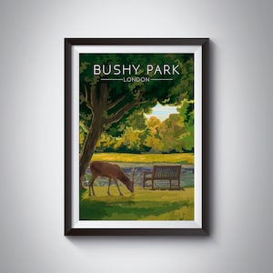 Bushy Park London Poster, Travel Print, Royal Parks, Hampton Court Palace, Richmond Upon Thames, Kingston, Teddington, East Molesey, Art