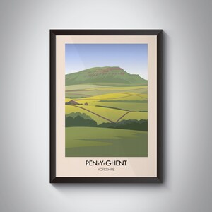 Pen-Y-Ghent Poster, Yorkshire Dales, Mountains, Hiking, UK Countryside, National Park, Yorkshire 3 Peaks Challange, Ingleborough, Whernside