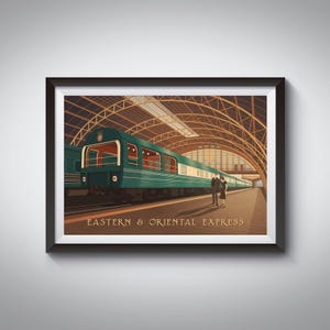 Eastern and Oriental Express Train Travel Poster, Vintage Railway Art, Venice Simplon Orient Express Print, Belmond Luxury Train Travel Gift