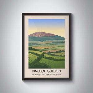 Ring Of Gullion AONB Travel Poster, Northern Ireland, County Armagh, Slieve Gullion, Vintage Travel Print, Hiking, Cycling, Retro Artwork