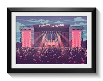 Primavera Sound Barcelona Poster, Music Festival Wall Art Print, Spain Indie Concert Decor, Modern European Gig Travel Artwork