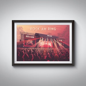 Cartel de viaje Rock Am Ring, Impresión del Festival de Música Rock, Nuremberg Alemania, Nürburgring, Rock Im Park, Europa, Descargar, Glastonbury, Enmarcado