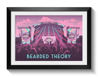 Bearded Theory Festival Poster, UK Music Festival Wall Art Print, Catton Hall Derbyshire, Alternative Festival Artwork, British Event Decor