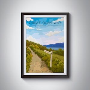 Great Glen Way Poster, National Trail Print, Hiking Poster, Scotland, Scottish Highlands, Fort William, Inverness, West Highland Way Art