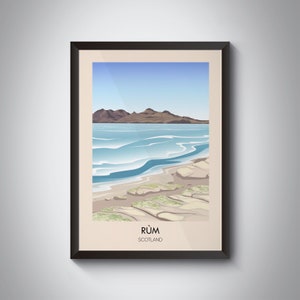 Rum Poster, Scotland Travel Print, Isle of Rum, Inner Hebrides, Kinloch, Isle Of Eigg, Hiking, Scottish Island, Kinloch Castle, Vintage Art