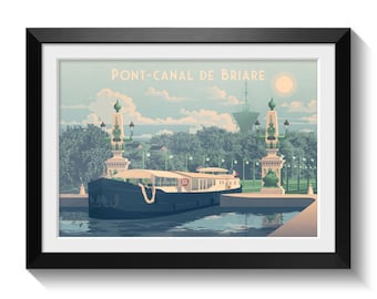 Pont-Canal de Briare Poster, France Travel Wall Art Print, French Canal Bridge Decor, Loire Valley Architecture Artwork