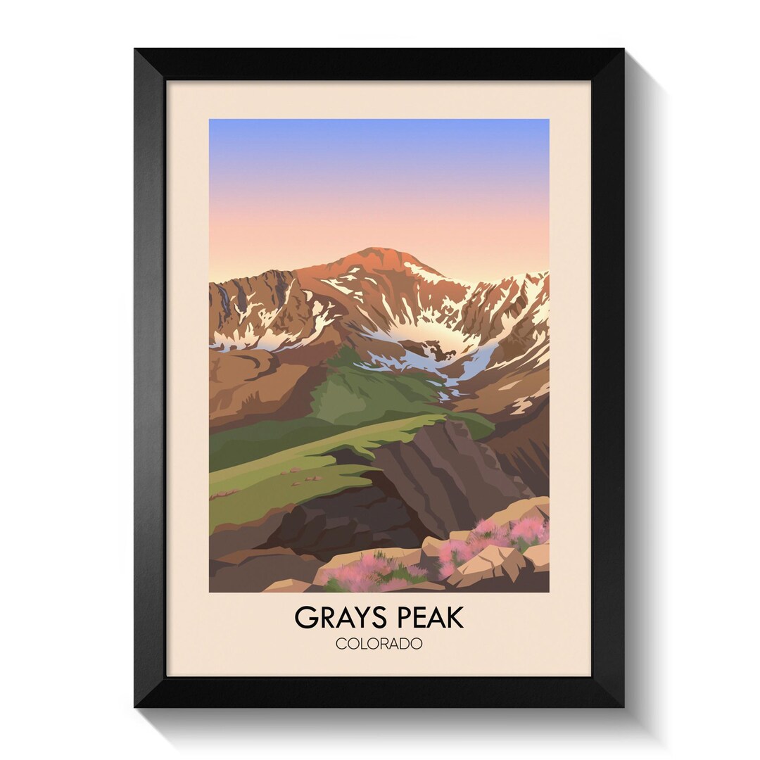 Grays Peak Colorado Poster, Fourteeners Wall Art Print, 14er Mountain ...