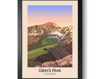 Grays Peak Colorado Poster, Fourteeners Wall Art Print, 14er Mountain Decor, Colorado Peak Bagging Collection, Rocky Mountains Travel Art