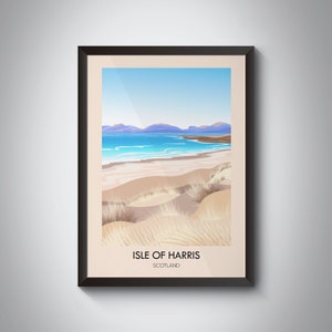 Isle of Harris Poster, Scotland Travel Print, Isle Of Lewis, Outer Hebrides, Luskentyre Beach, Hiking Gift, Clisham, Scottish Island Art