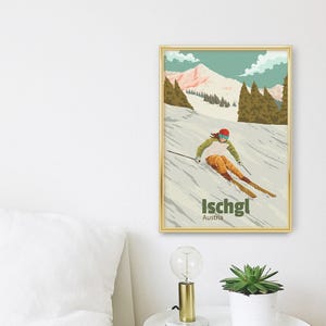 Póster de la estación de esquí de Ischgl, impresión de viaje a Austria, valle de Paznaun, snowboard, San Antón, temporada de esquí, Tirol, arte vintage de esquí, regalo de esquí imagen 3