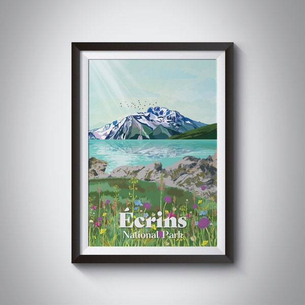 Ecrins National Park Poster, France Travel Print, Southern French Alps, Dauphiné Alps, Europe Wall Art Gift, Mountains, Isère, Hautes-Alpes