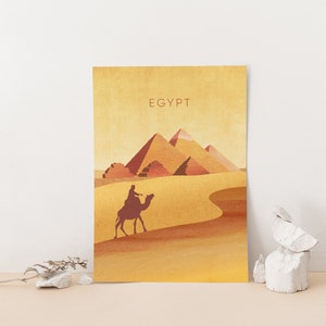 Ägypten Minimal Reise Poster, Pyramiden von Gizeh, Retro Wand Kunst, Kairo, Vintage Reise Druck, Minimal Illustration, gerahmter Druck, Geschenk Bild 2