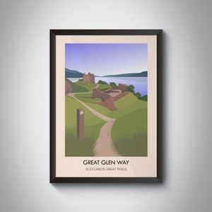 Great Glen Way Poster, Scotland&#39;s Great Trails, National Trail Print, Hiking, Highlands, Fort William, Inverness, West Highland, Vintage Art