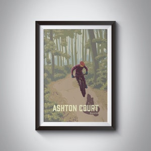 Ashton Court Mountain Biking Poster, Bristol MTB, Travel Print, Nova Trails, Mountain Bike Art, Cycling, Gravel Bike, Singletrack Flow Trail