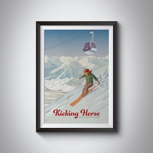 Kicking Horse Ski Resort Poster, Golden British Columbia Canada Skiing Print, Travel Print, Rocky Mountains, Wall Art Print Gift, Whistler