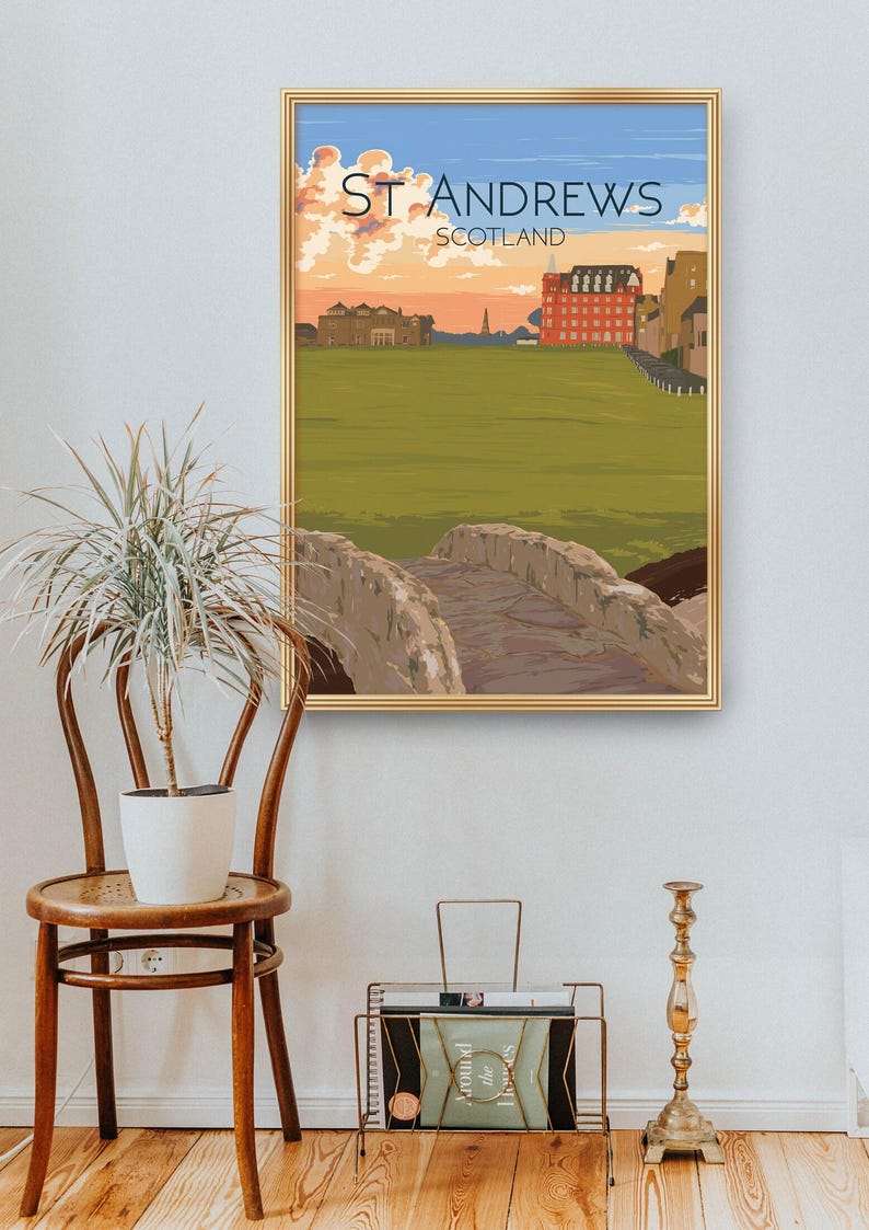 St Andrews Travel Poster, Scotland Wall Art, Golf Course, Swilcan ...