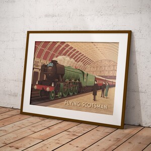 Flying Scotsman Poster, Steam Train, Steam Locomotive, Vintage Railway Poster, Travel Print, Wall Art Gift, Art Deco, Trainspotting Hobby image 5
