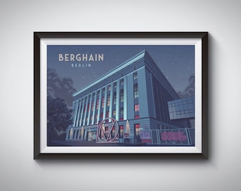 Berghain Nightclub Poster, Berlin Travel Print, Germany Wall Art, Panorama Bar, Techno Music, Berlin Architecture, Ostgut, Lab.Oratory