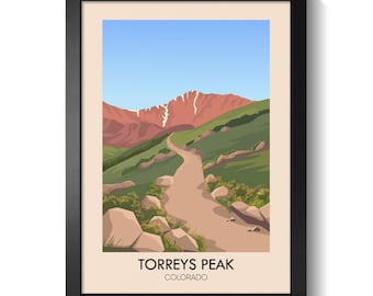 Torreys Peak Colorado Poster, Fourteeners Wall Art, 14er Hiking Decor, Front Range Summit, Peak Bagging Gift, Travel Print, Rocky Mountains