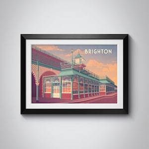 Brighton Travel Poster, Brighton England Print, Seaside Wall Art, Brighton Seafront, East Sussex, The Laines, Brighton Pier, Framed Artwork