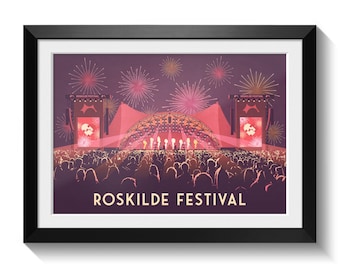Roskilde Festival Poster, Denmark Music Festival Wall Art Print, Scandinavian Concert Decor, European Travel Artwork, Main Stage Art