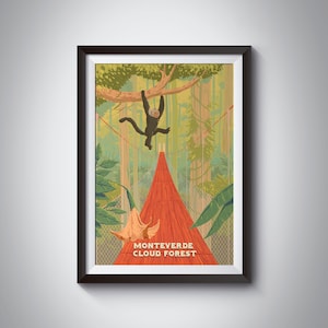 Monteverde Cloud Forest Costa Rica poster, Puntarenas, Pura Vida, reisprint, regenwoud, souvenir, cadeau, Midden-Amerika, wildlife print