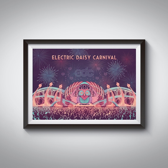 EDC Las Vegas Travel Poster, Electric Daisy Carnival Print, EDM, Dance Music Festival, Las Vegas Motor Speedway, Tomorrowland, House, Techno