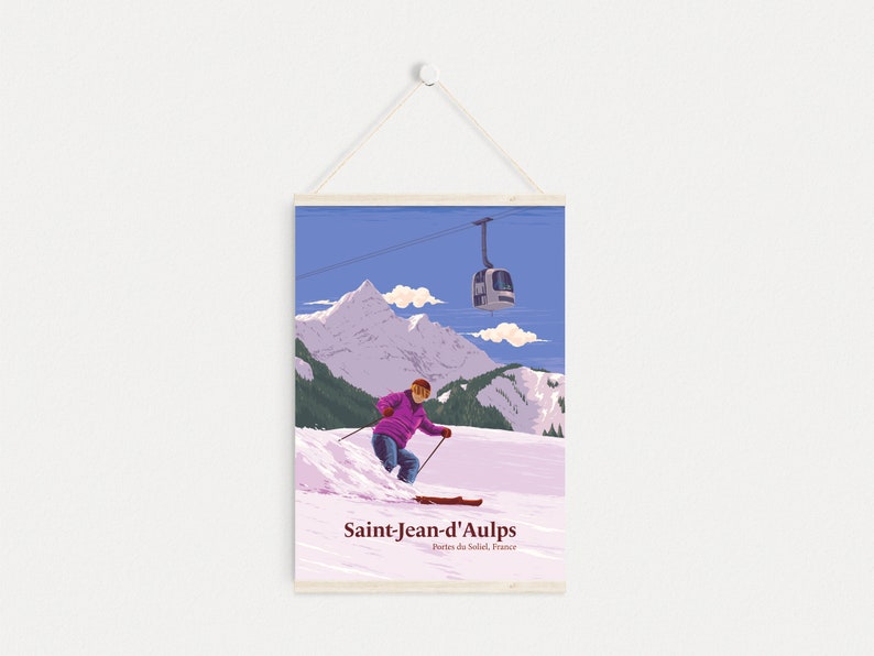 Saint-Jean-d'Aulps Ski Resort Poster, France, Portes du Soleil, Haute-Savoie, Snowboard, Avoriaz, Morzine, Vintage Travel Print, French Alps image 2