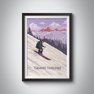Grand Targhee Ski Resort Wyoming Reise Poster, USA, Caribou-Targhee National Forest, Jackson Hole, Grand Teton National Park, Snowboarding