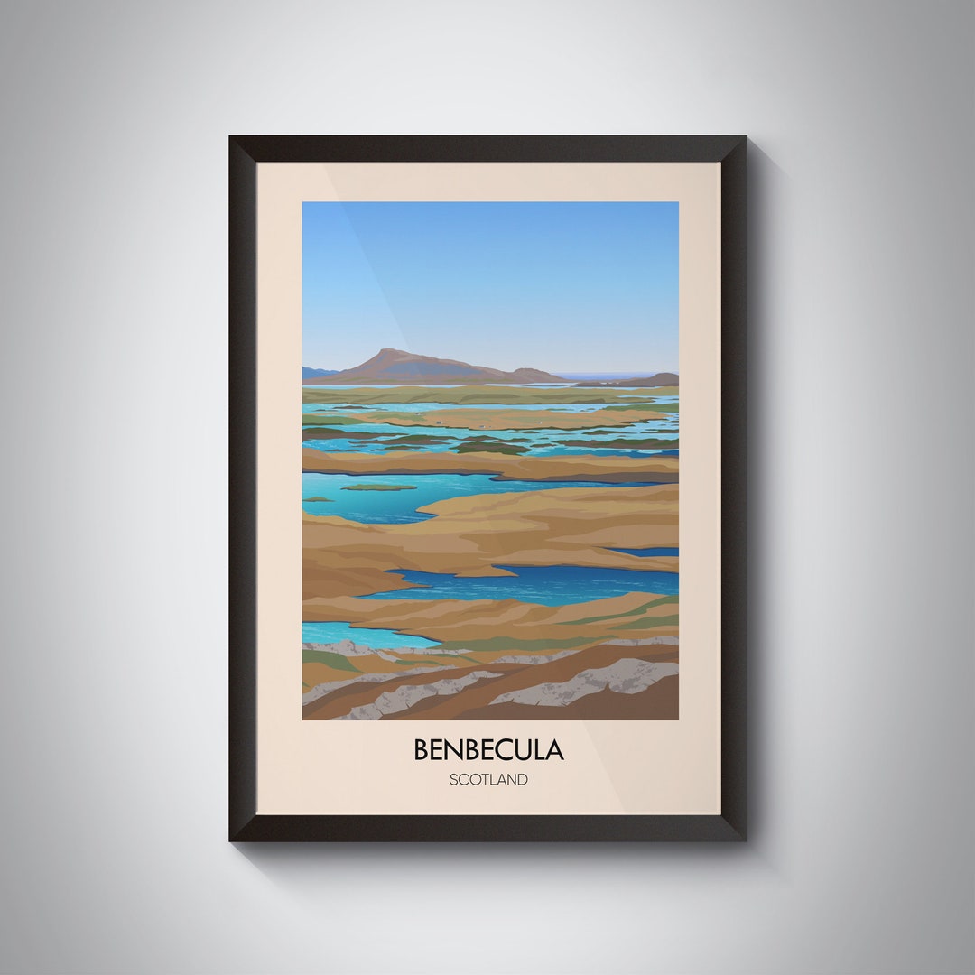 Benbecula Poster, Scotland Travel Print, Outer Hebrides, Archipelago