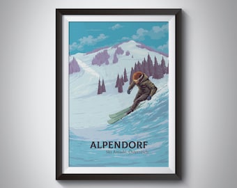 Alpendorf Ski Resort Poster, Austria Travel Print, Sankt Johann im Pongau, Ski Amadé, Snowboarding, Retro Ski Art, Salzburger Land Sportwelt