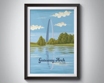 Gateway Arch National Park Poster, St. Louis, Missouri, USA Travel Print, Framed Print, Retro Travel Artwork, American Wall Art, Travel Gift