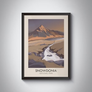 Snowdonia National Park Poster, Wales Travel Print, Tryfan Mountain, Llyn Ogwen, Mount Snowdon, Vintage Travel Poster, British Railway Art