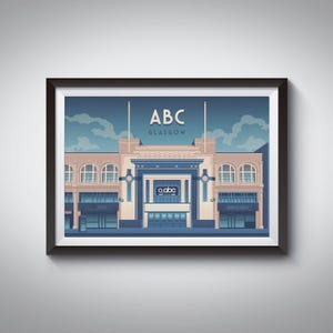 ABC Glasgow Art Print, O2 Academy, Schotland, Sauchiehall Street, architectuur, muzieklocatie, concertposter, livemuziek, Barrowland, Oran Mor Art