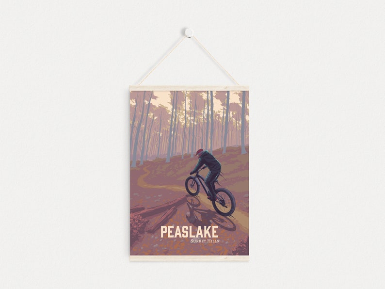 Peaslake Mountain Biking Poster, Surrey Hills MTB, Holmbury Hill, Pitch Hill Mountain Bike Trails, Cycling Gift, Enduro, Singletrack image 6