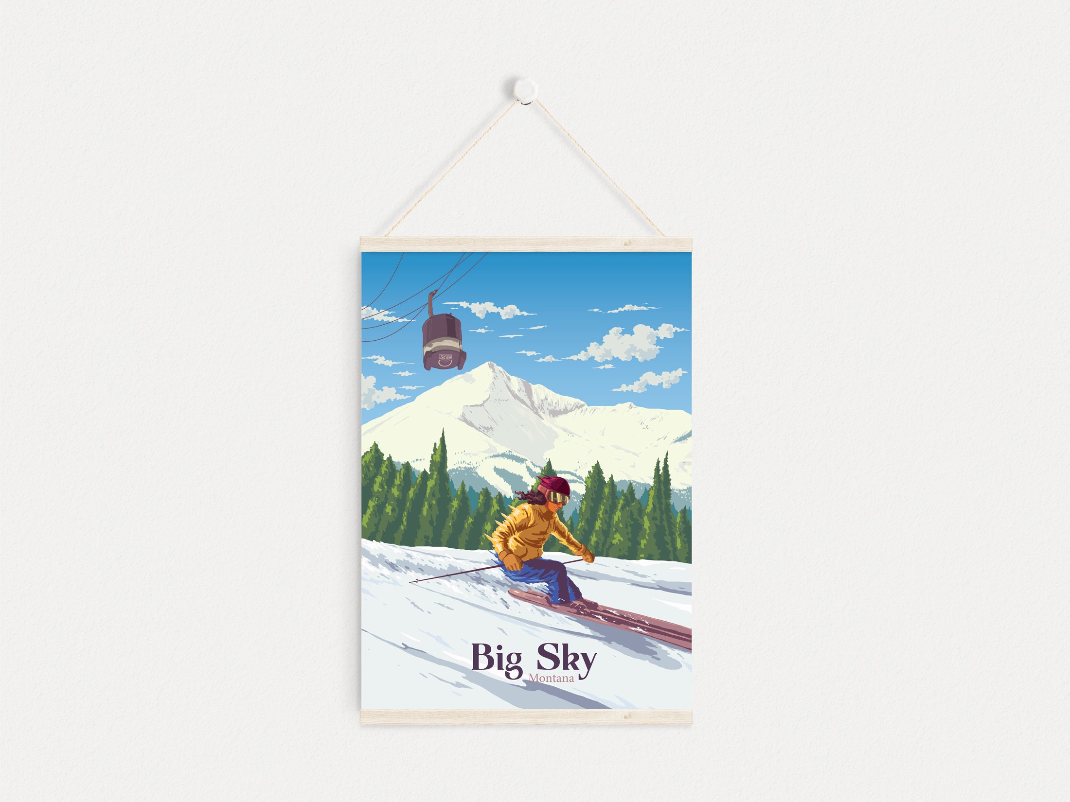 Big sky ski resort poster big sky montana print skiing art etsy