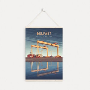 Beltz Nordirland Reiseplakat, Samson und Goliath Cranes, Queen's Island, Harland und Wolff, irischer Reisedruck, Wandkunst gerahmt Bild 6