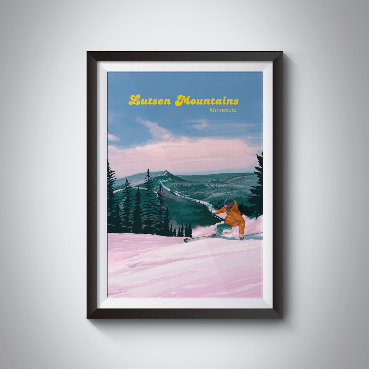 Lutsen Mountains Ski Resort Poster, Minnesota USA, Midwest, Vintage Travel Print, Lake Superior, Sawtooth Mountains, America, Backcountry - Etsy