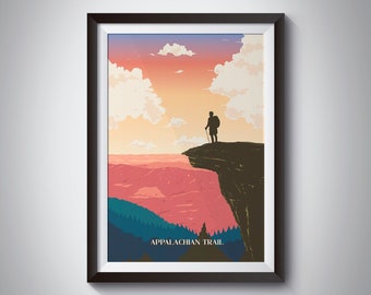 Appalachian Trail Poster, Travel Print, Mcafee Knob, AT Thru Hike, Hiking, Georgia, Maine, National Park Print, Pacific Crest, Map Art Print