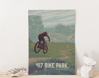 417 Bike Park Mountain Biking Poster, Crickley Hill, Gloucester