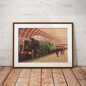 Flying Scotsman Poster, Steam Train, Steam Locomotive, Vintage Railway Poster, Travel Print, Wall Art Gift, Art Deco, Trainspotting Hobby image 4